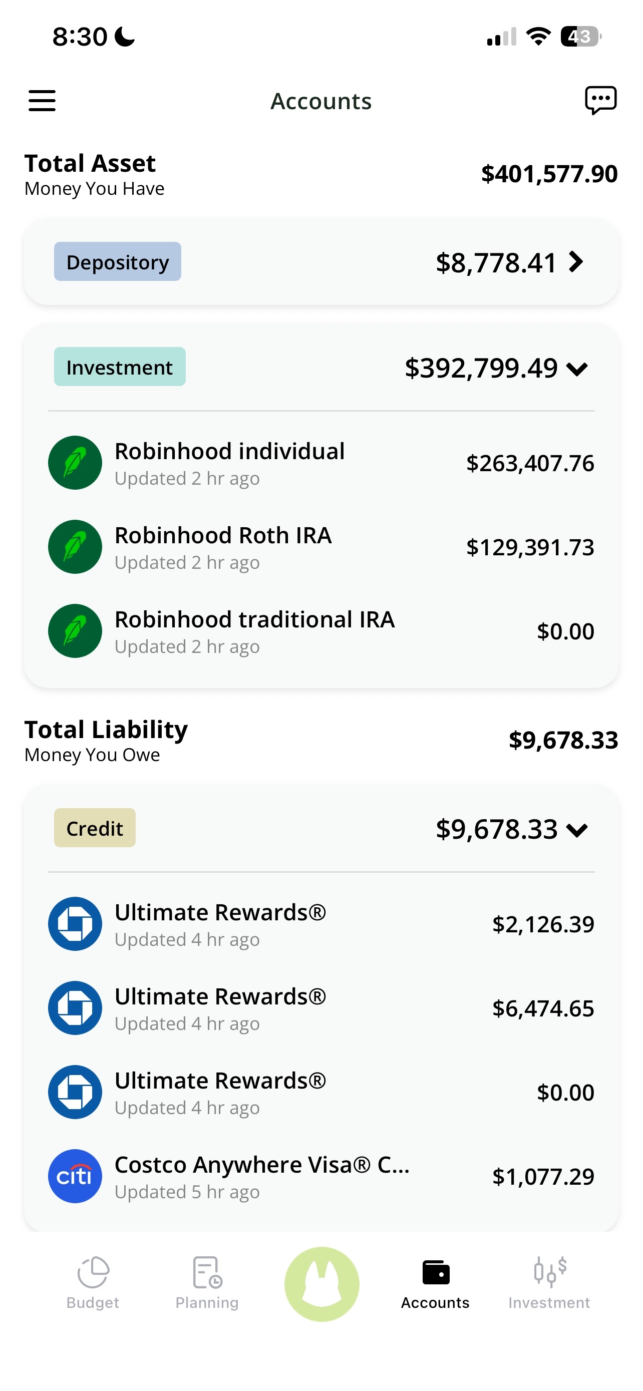 Shepherd Money account balance screen